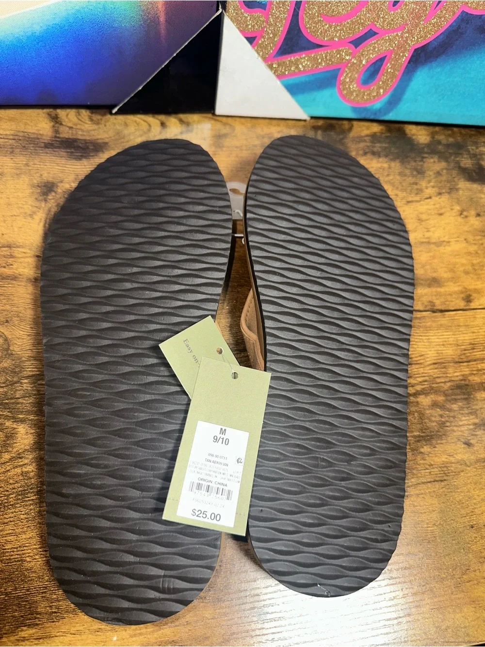 Men's lan Comfort Flip Flop Thong Sandals - Goodfellow & Co™ Tan Medium 9/10